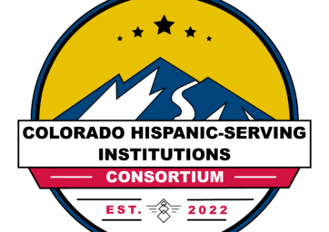 Logo Circle with 5 stars above Mountain with a banner that reads Colorado Hispanic-Serving Institution Consortium