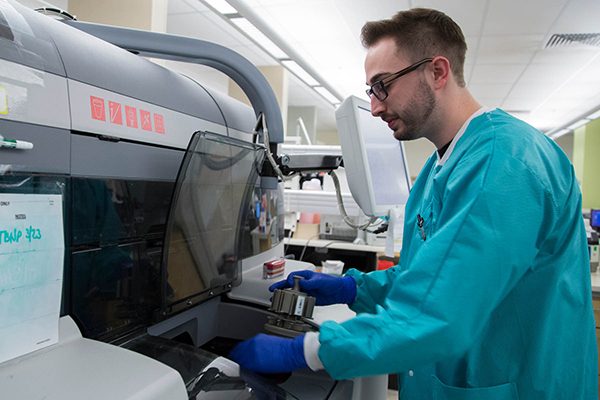 Laboratory scientist working in lab