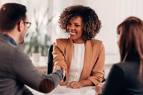 Professionals in meeting shaking hands