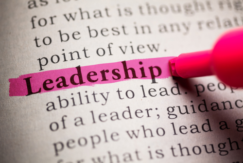 Dictionary with the word Leadership highlighted in pink. also included snippets of the definition,