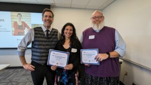 Faculty Learning Community facilitators being recognized with certificates