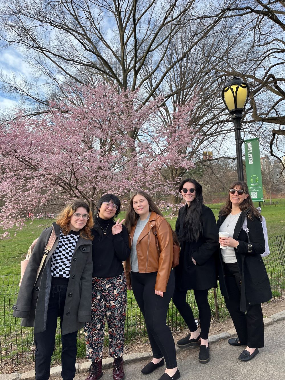 A group of students standing in a park