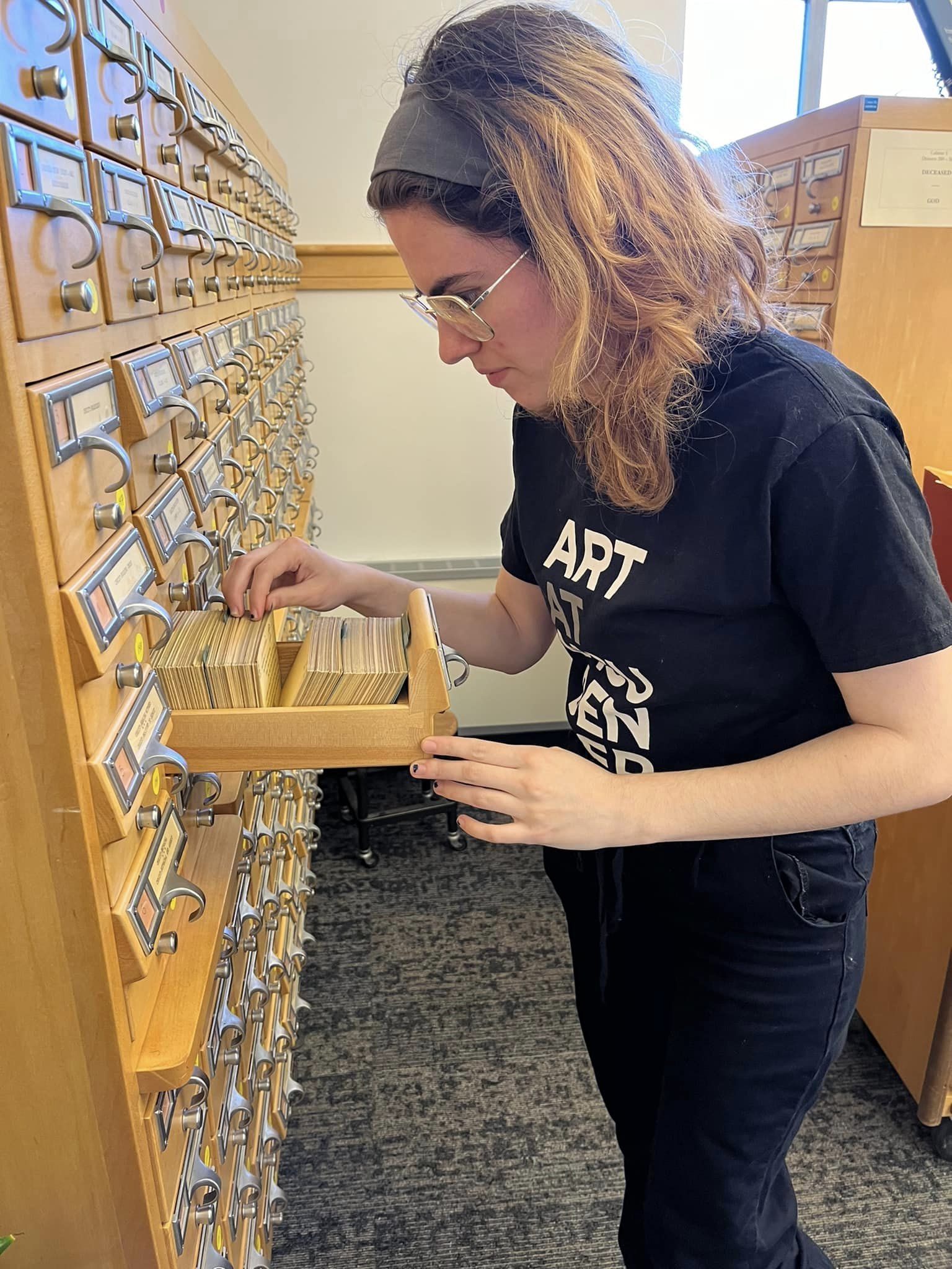 MSU Denver student filing index cards