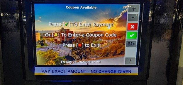 Kiosk payment screen for Auraria Campus