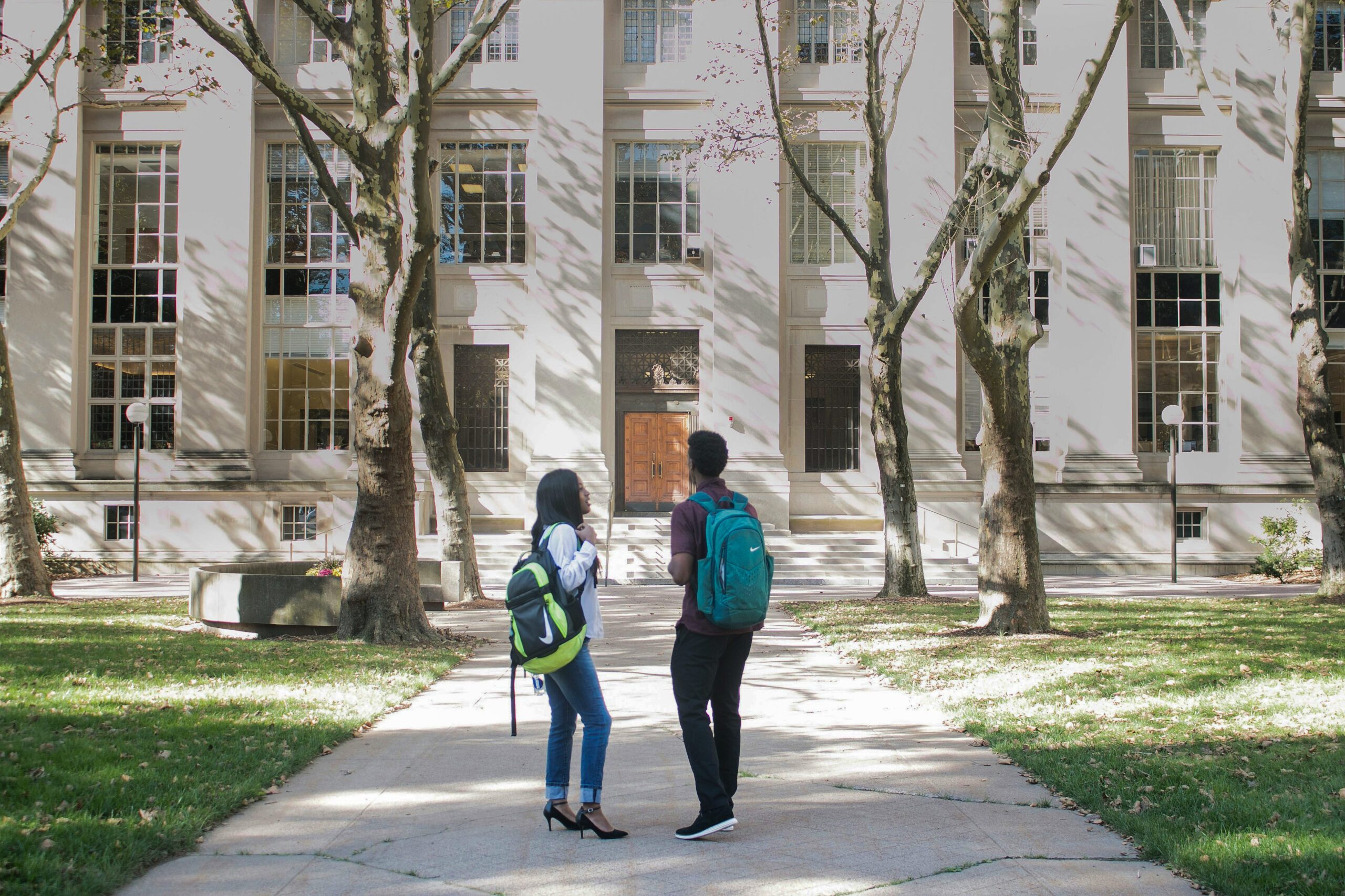 Students in front of a university building