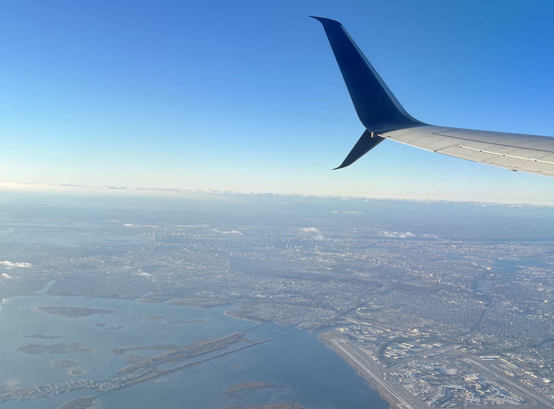 view of New York from an airplane