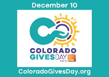 Colorado Gives Day logo for 2024. Date: December 10. Web address: ColoradoGivesDay.org