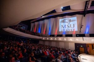 The King Center filled with MSU Denver staff and faculty for the Welcome Back Event.