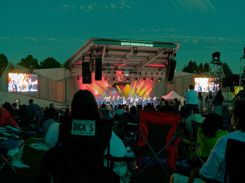 The Levitt Pavilion with mariachi performers on stage